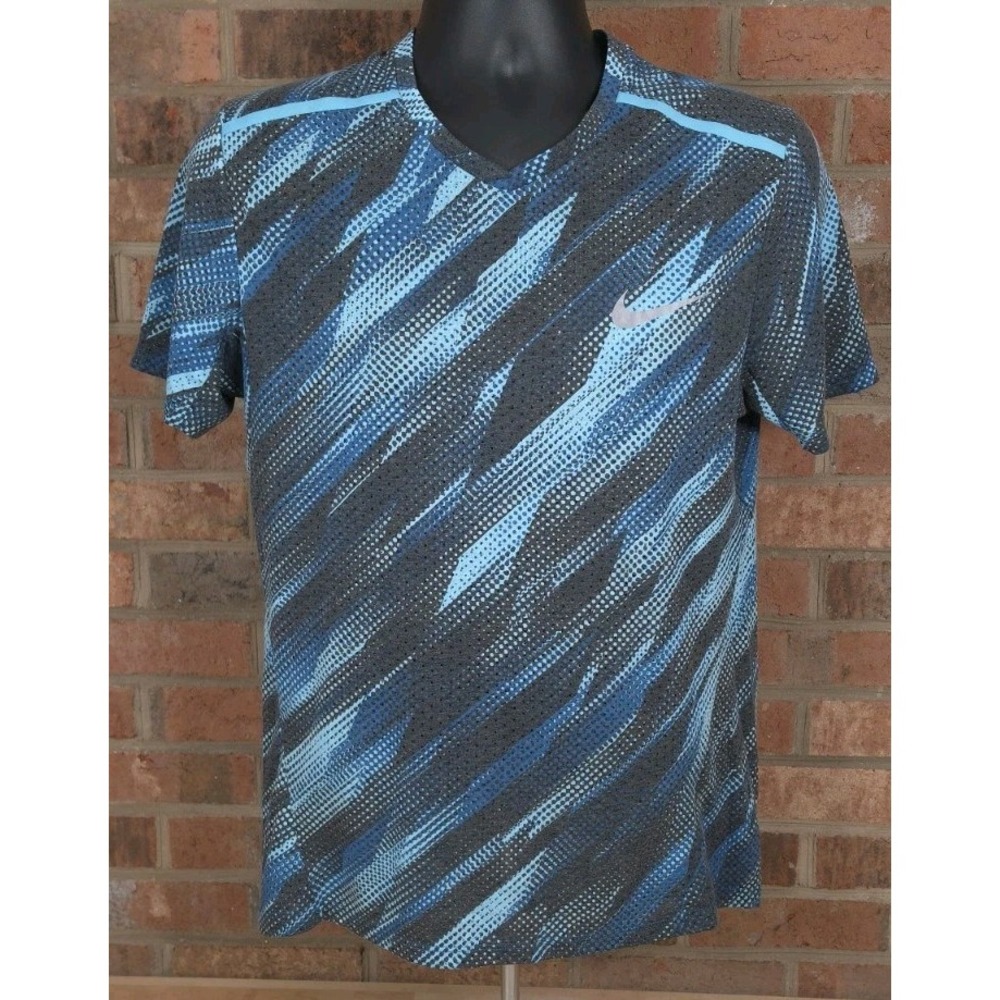 Nike Breathe Cool Short-Sleeve Vivid Sky Mens Running Shirt Size Medium